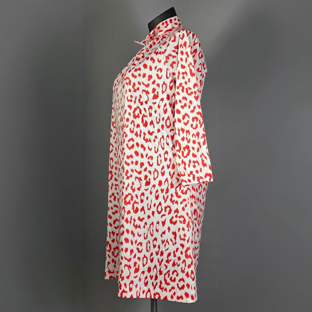 Travel-Lite Vintage‎ Red White Animal Print Zip Mock Neck Dress Medium - Picture 3 of 9